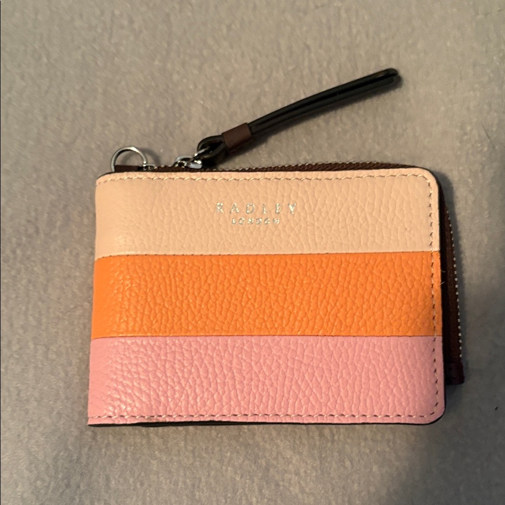Radley London Cream, Orange, and Pink Leather Card Holder
